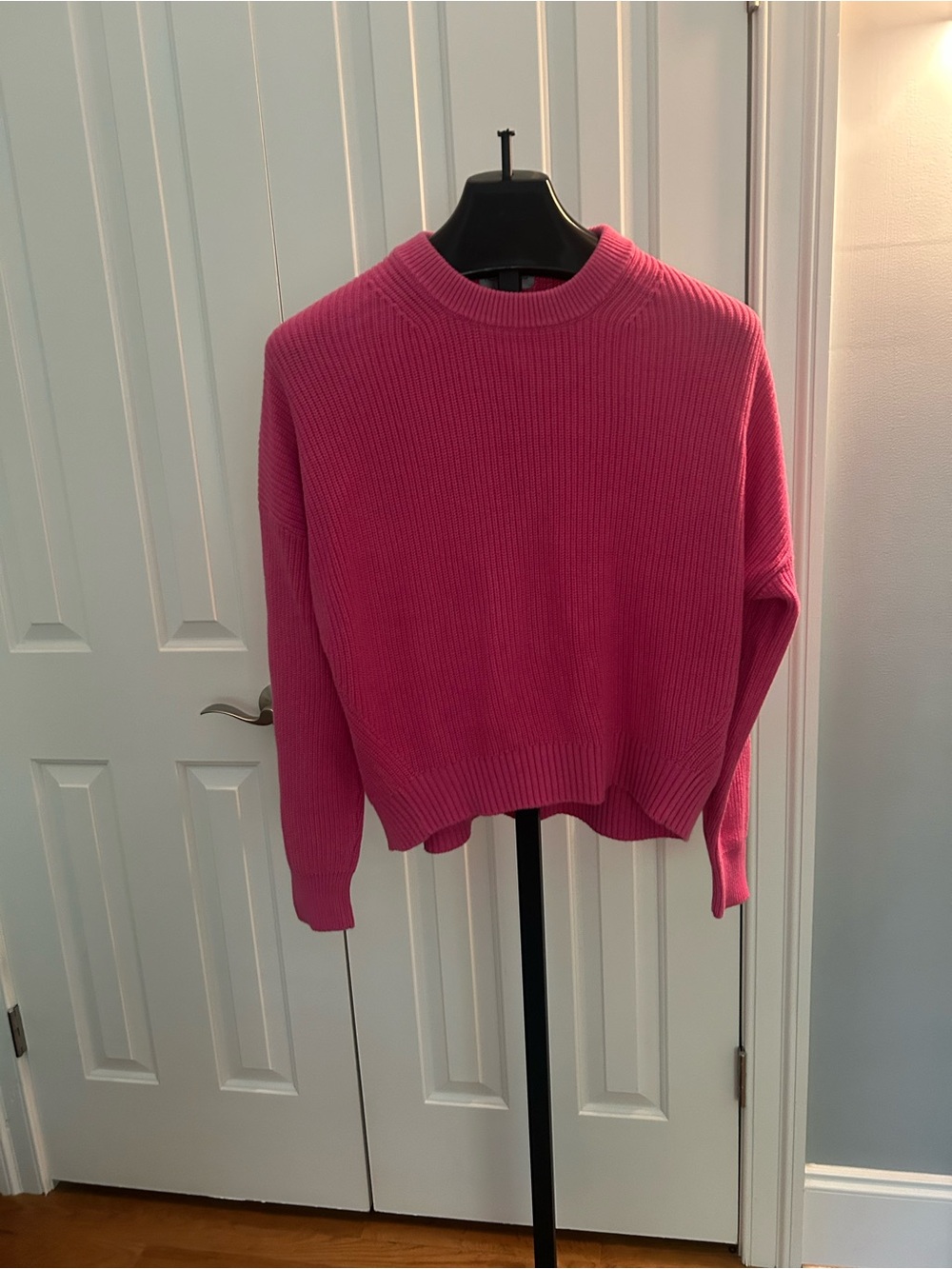 Michael Stars Ribbed Crewneck Sweater - Fuchsia Pink